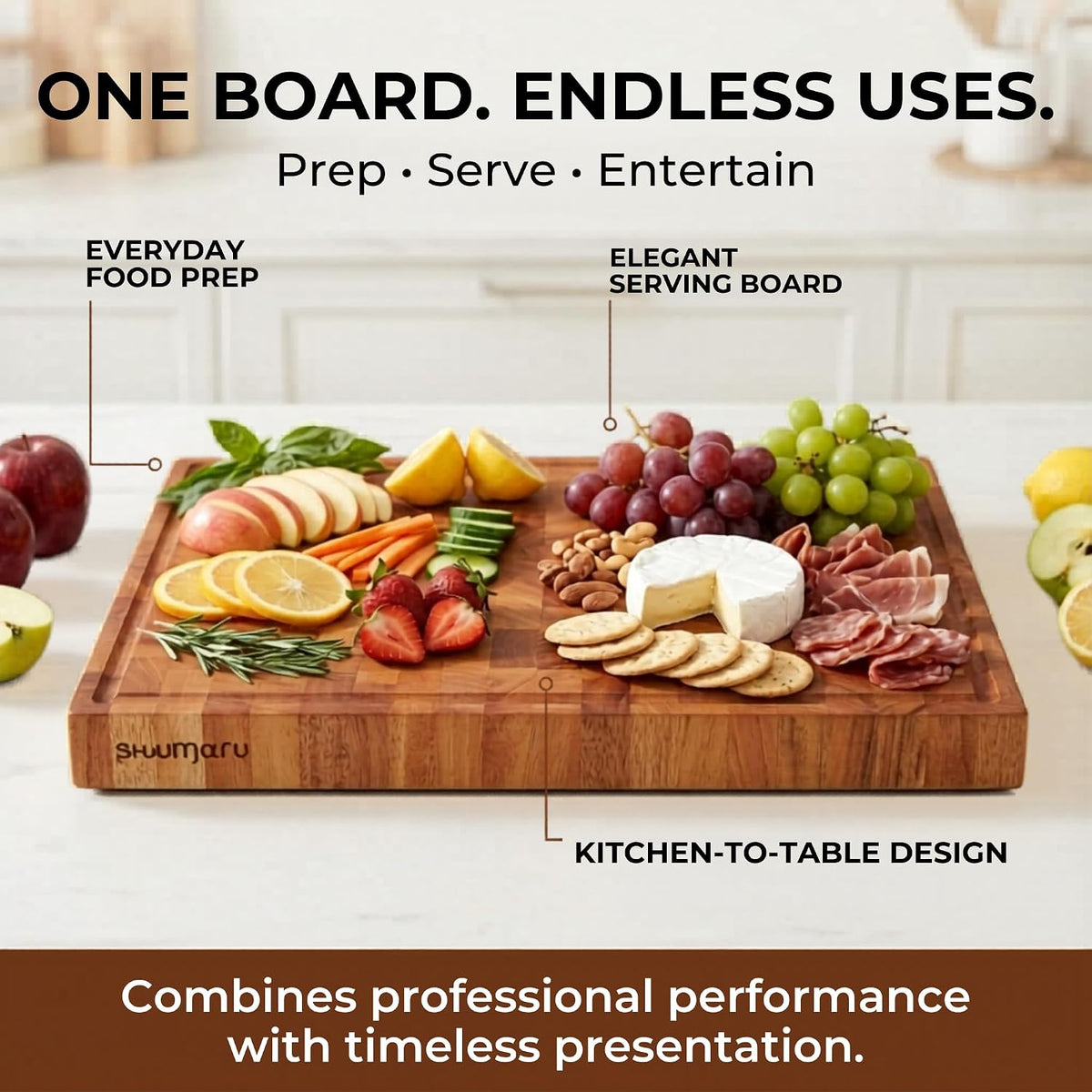 Mahogany End Grain Cutting Board, 17×13×1.6 in – Handmade Butcher Block, Knife-Friendly, Juice Groove, Non-Slip Feet