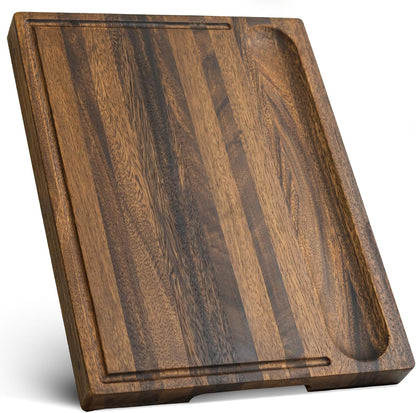 Mahogany End Grain Cutting Board, 17×13×1.6 in – Handmade Butcher Block, Knife-Friendly, Juice Groove, Non-Slip Feet