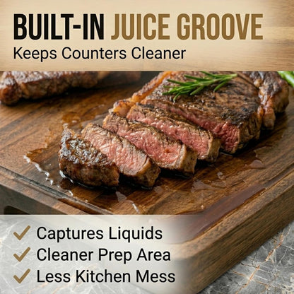 Mahogany End Grain Cutting Board, 17×13×1.6 in – Handmade Butcher Block, Knife-Friendly, Juice Groove, Non-Slip Feet