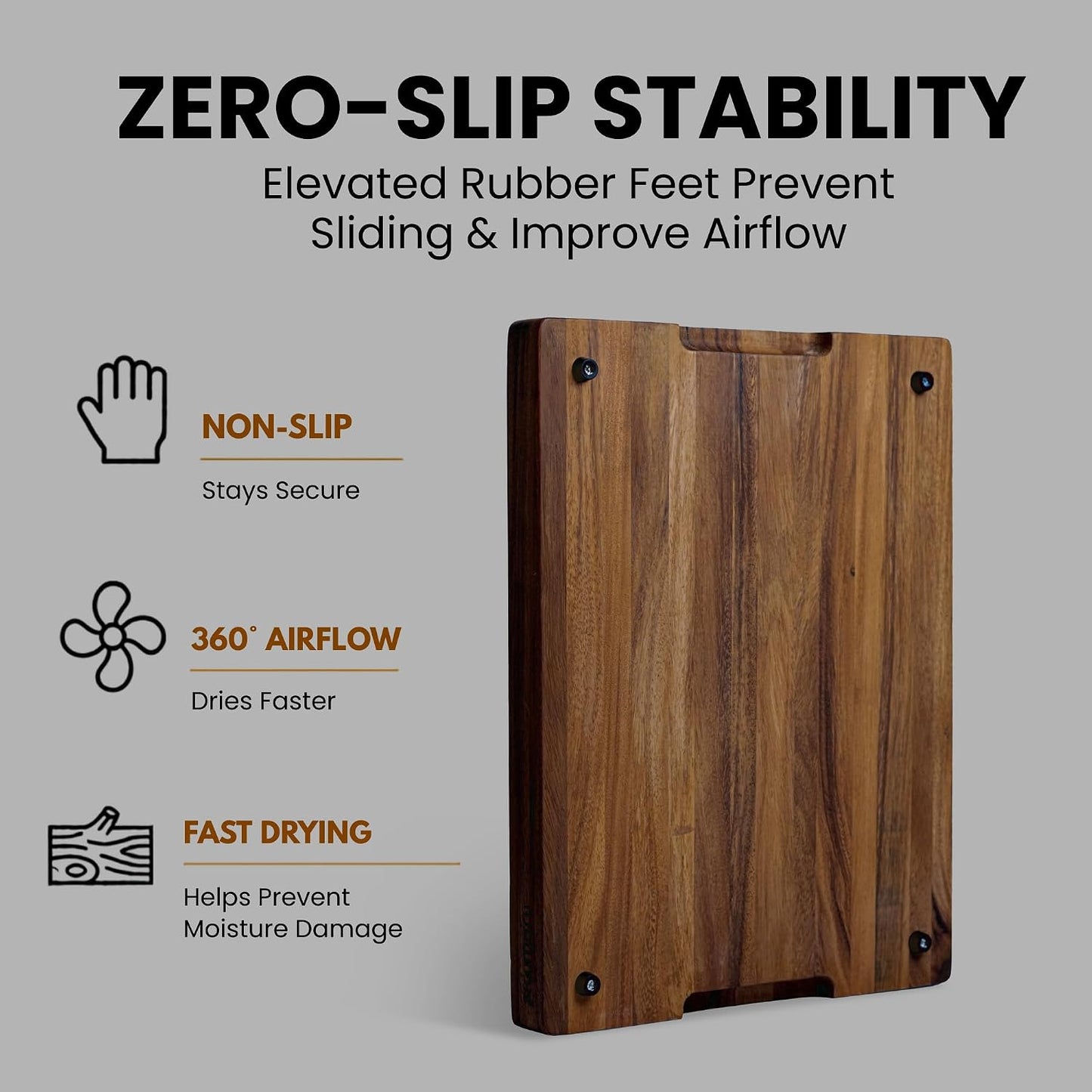 Mahogany End Grain Cutting Board, 17×13×1.6 in – Handmade Butcher Block, Knife-Friendly, Juice Groove, Non-Slip Feet