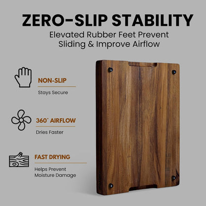 Mahogany End Grain Cutting Board, 17×13×1.6 in – Handmade Butcher Block, Knife-Friendly, Juice Groove, Non-Slip Feet
