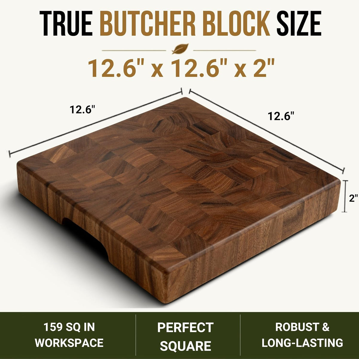 Mahogany End Grain Cutting Board, 17×13×1.6 in – Handmade Butcher Block, Knife-Friendly, Juice Groove, Non-Slip Feet