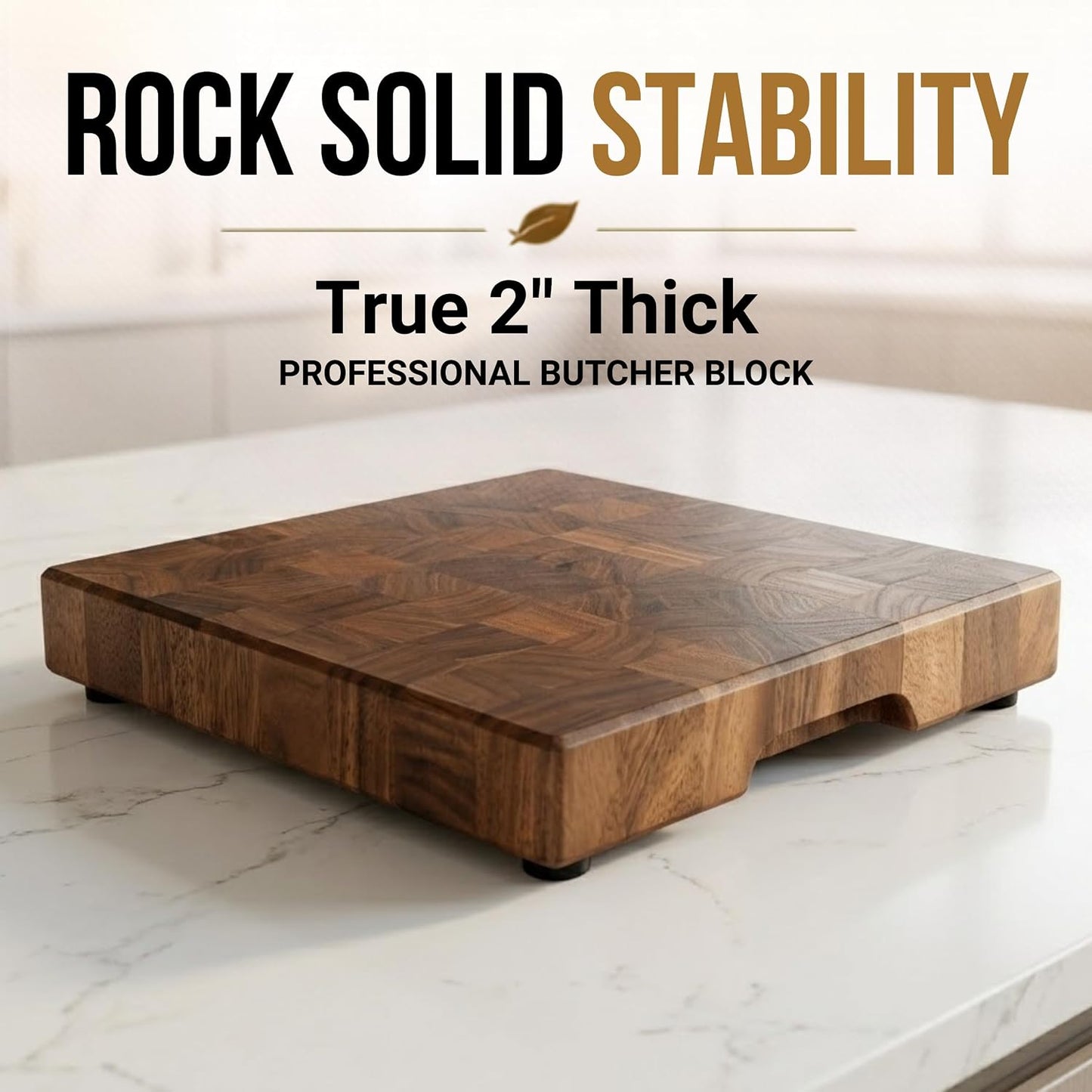 Mahogany End Grain Cutting Board, 17×13×1.6 in – Handmade Butcher Block, Knife-Friendly, Juice Groove, Non-Slip Feet