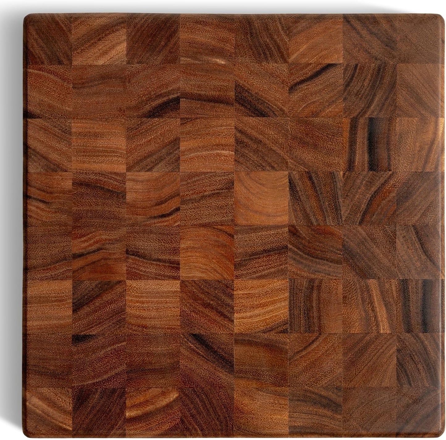 Mahogany End Grain Cutting Board, 17×13×1.6 in – Handmade Butcher Block, Knife-Friendly, Juice Groove, Non-Slip Feet