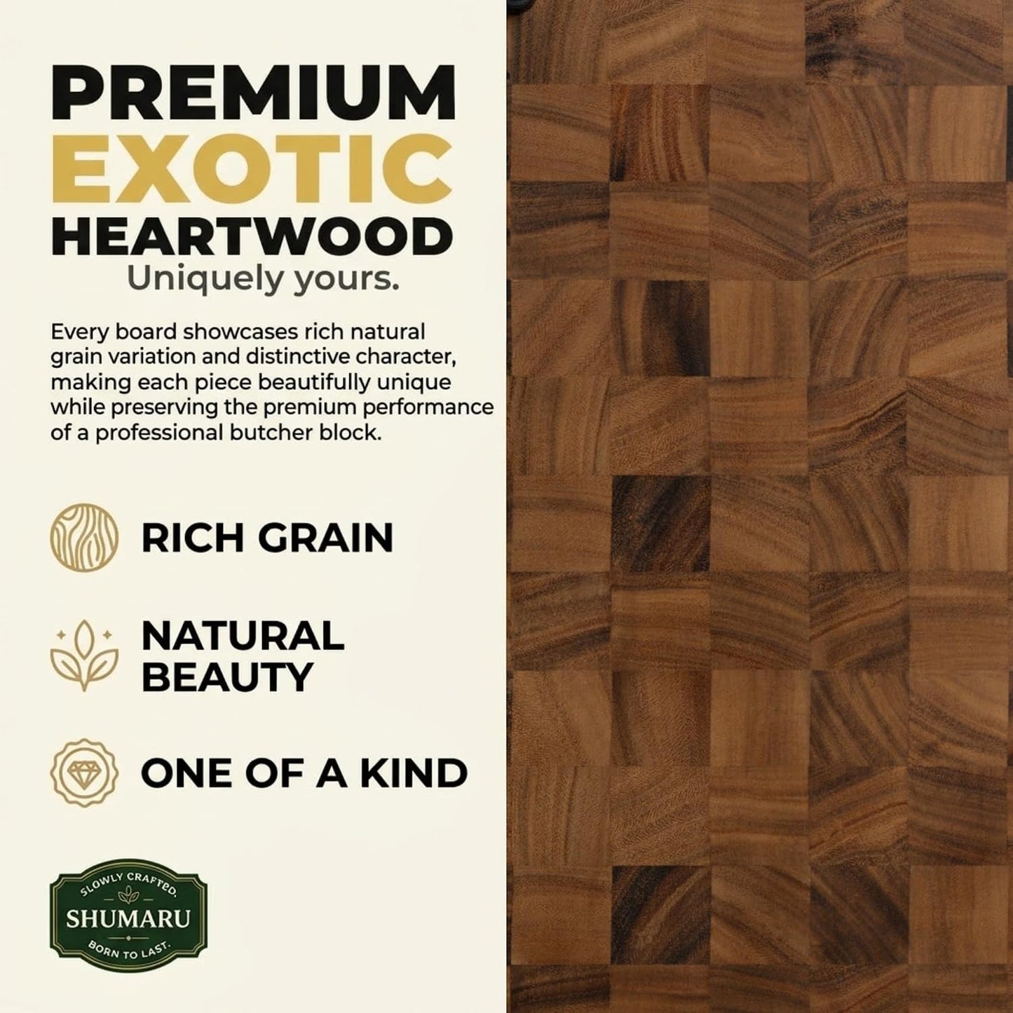Mahogany End Grain Cutting Board, 17×13×1.6 in – Handmade Butcher Block, Knife-Friendly, Juice Groove, Non-Slip Feet