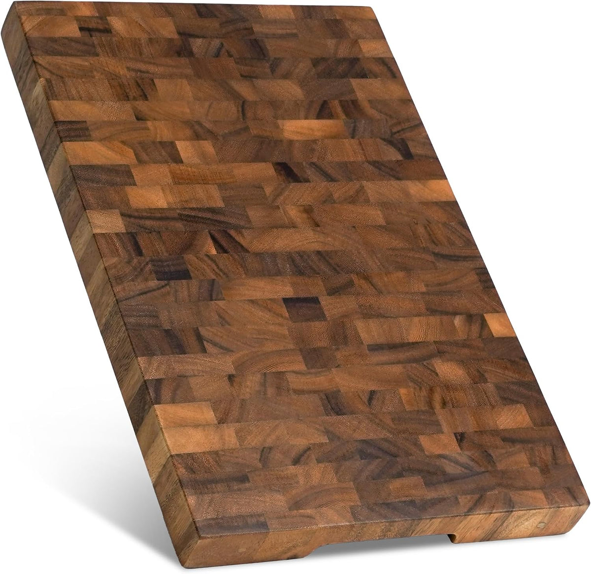 Mahogany End Grain Cutting Board, 17×13×1.6 in – Handmade Butcher Block, Knife-Friendly, Juice Groove, Non-Slip Feet