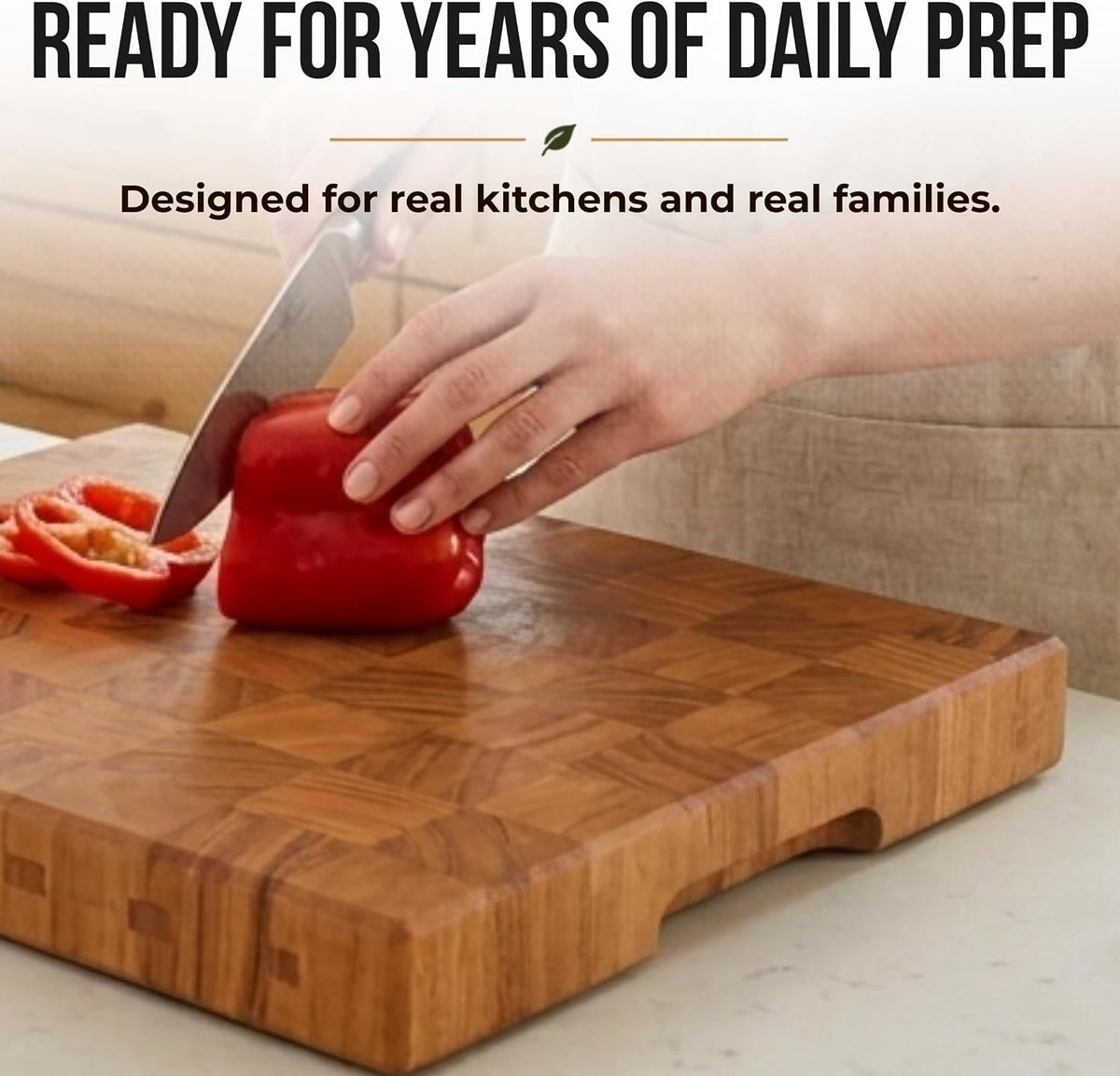 Mahogany End Grain Cutting Board, 17×13×1.6 in – Handmade Butcher Block, Knife-Friendly, Juice Groove, Non-Slip Feet