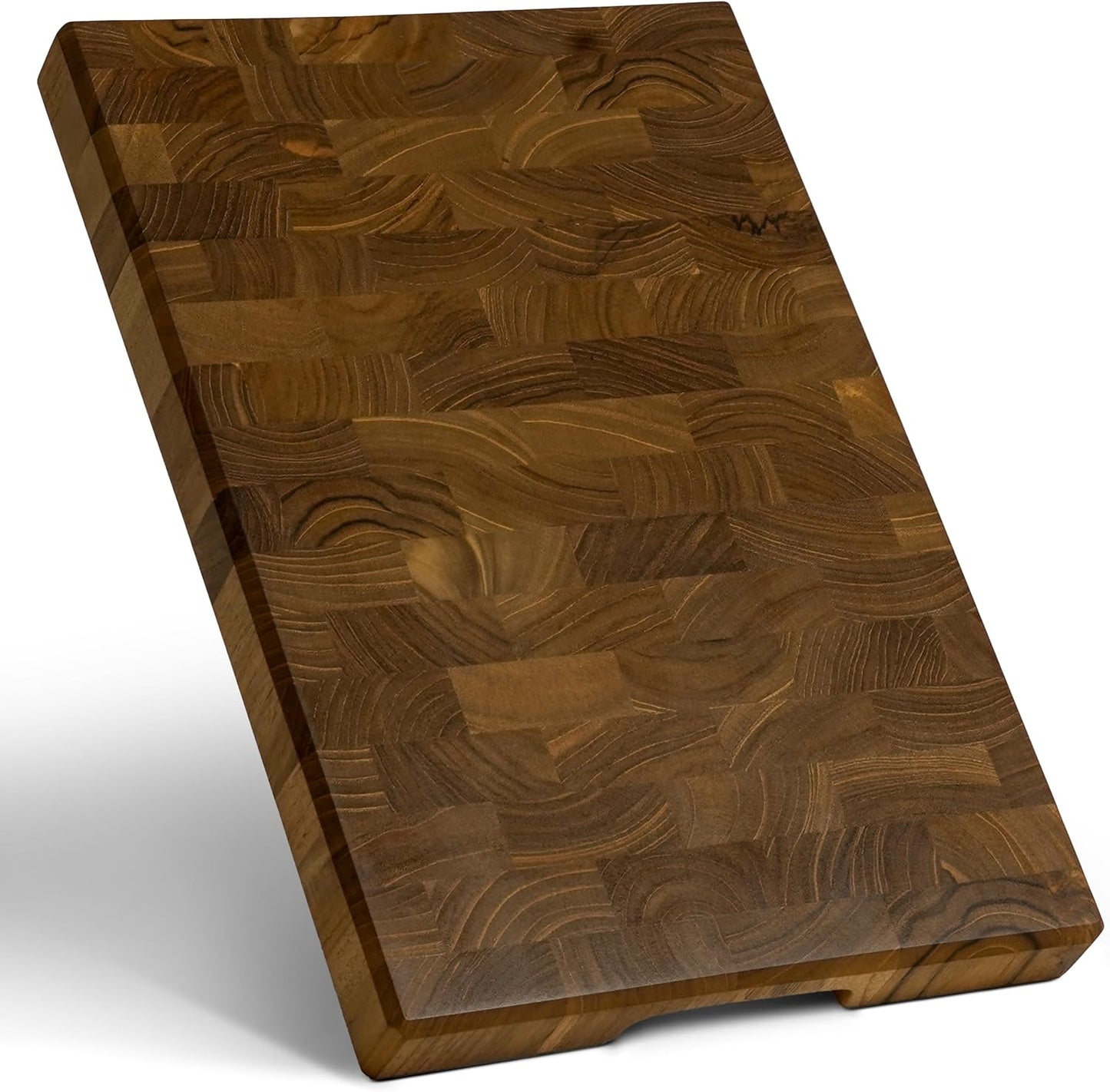 Mahogany End Grain Cutting Board, 17×13×1.6 in – Handmade Butcher Block, Knife-Friendly, Juice Groove, Non-Slip Feet