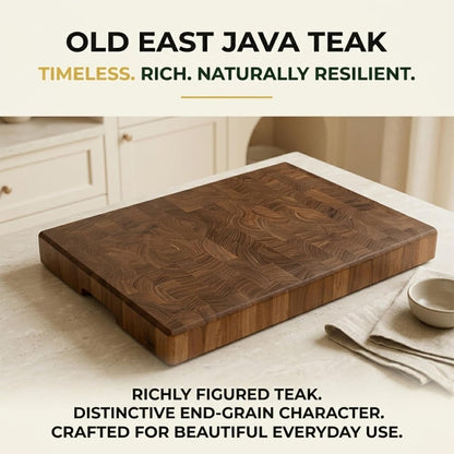 Mahogany End Grain Cutting Board, 17×13×1.6 in – Handmade Butcher Block, Knife-Friendly, Juice Groove, Non-Slip Feet