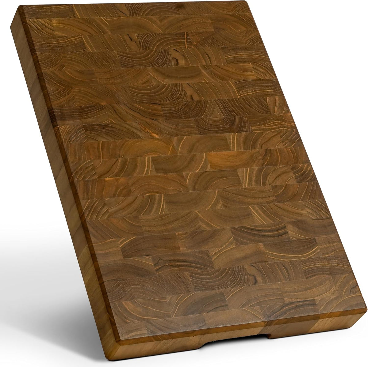 Mahogany End Grain Cutting Board, 17×13×1.6 in – Handmade Butcher Block, Knife-Friendly, Juice Groove, Non-Slip Feet