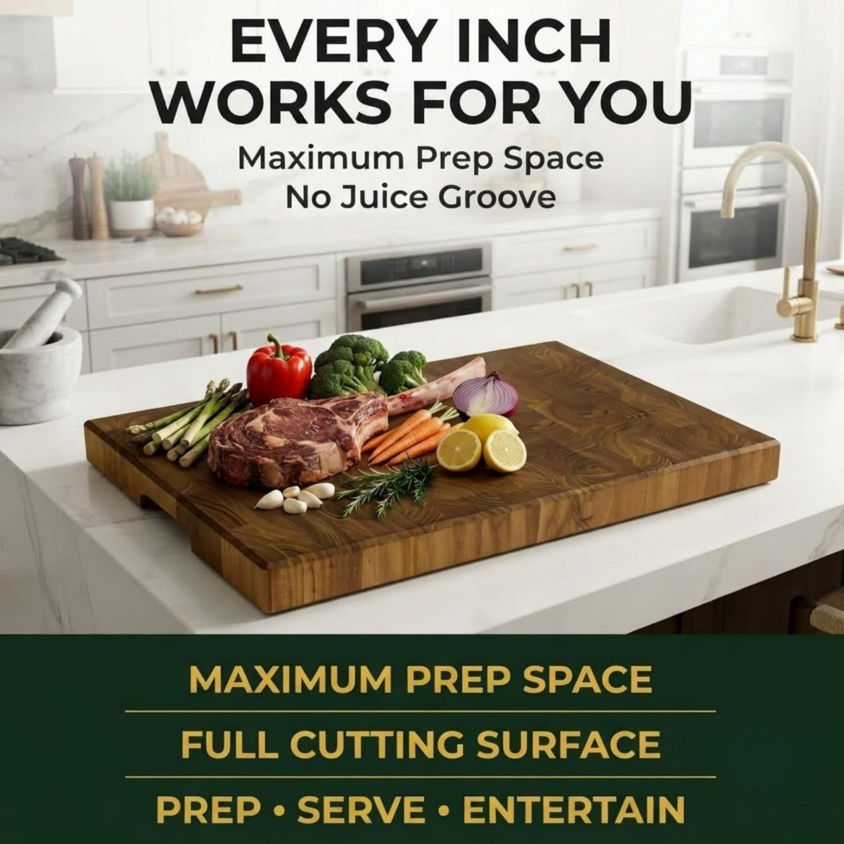 Mahogany End Grain Cutting Board, 17×13×1.6 in – Handmade Butcher Block, Knife-Friendly, Juice Groove, Non-Slip Feet