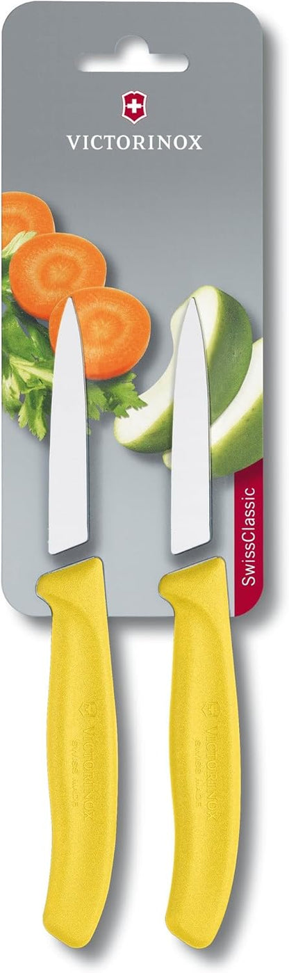 Swiss Classic 2 Piece Paring Knife Set Straight Edge Pointed Tip - Yellow