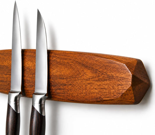 Magnetic Knife Holder - Acacia Wooden Wall-Mount Magnetic Knife Strip & Organizer with 3M No-Drill & Screw Mount Options, Water-Resistant Universal Knife Holder | 12 Inches, Capacity 6.6 lb