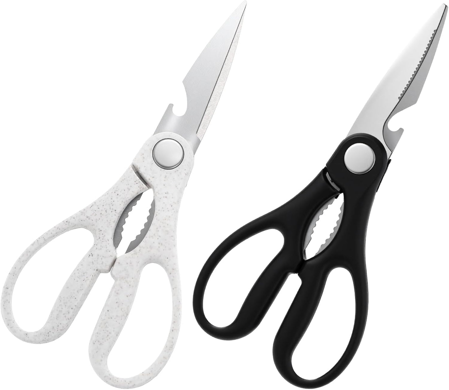 2Pcs Kitchen Scissors All Purpose Shears Heavy Duty Come Apart Poultry Shears Stainless Steel Cooking Utensils Gadgets Soft Grip Comfort Handle for Meat Chicken Fish Poultry