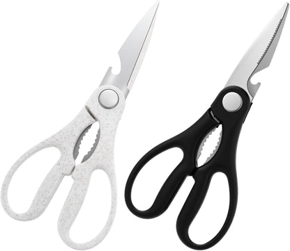 2Pcs Kitchen Scissors All Purpose Shears Heavy Duty Come Apart Poultry Shears Stainless Steel Cooking Utensils Gadgets Soft Grip Comfort Handle for Meat Chicken Fish Poultry
