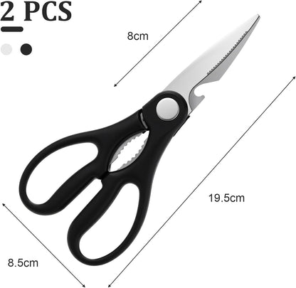 2Pcs Kitchen Scissors All Purpose Shears Heavy Duty Come Apart Poultry Shears Stainless Steel Cooking Utensils Gadgets Soft Grip Comfort Handle for Meat Chicken Fish Poultry