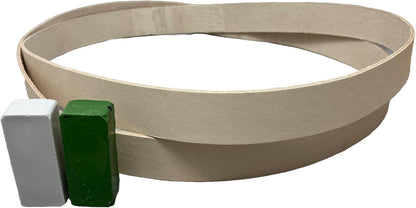 1x30 inch Leather Honing Strop Belt with White Buffing Compound fits 1x30 Powered Belt Sanders