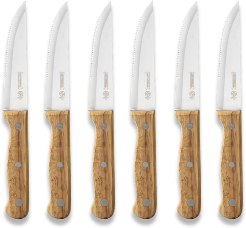 5 inch Steak Knife Set of 6 pieces with Wood Handle