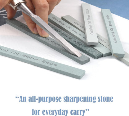 7pcs Sharpening Stone Set,7 Grit Green Silicon Carbide Whetstone Stick Honing Stone for Knife,Scissor,Moldel and Bladed Tools 80# 150# 240# 400# 600# 800# 1000# (5.9x0.47x0.24Inch)