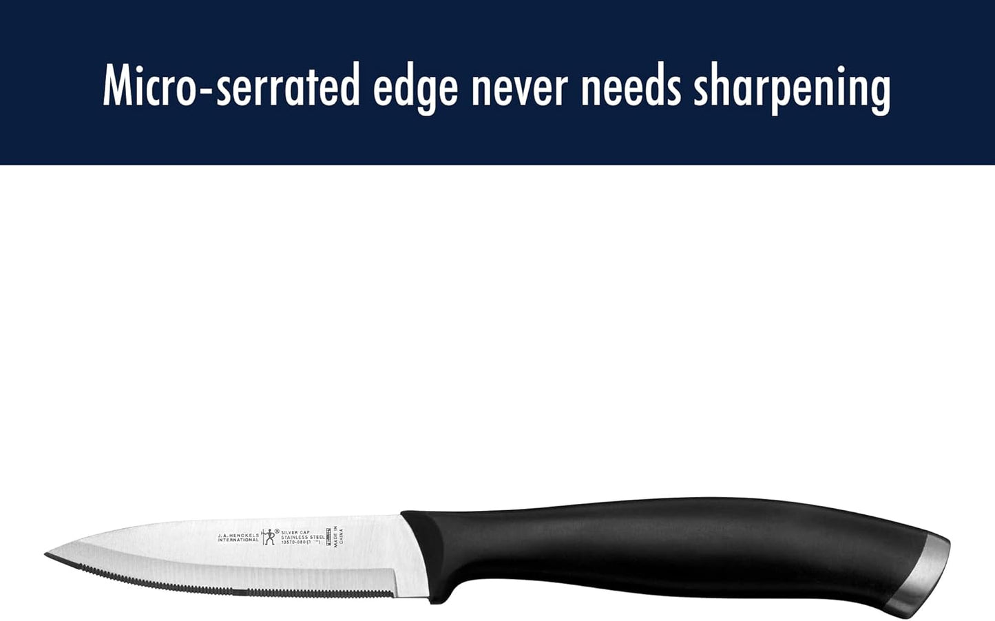 Silvercap Razor-Sharp 3-Piece Kitchen Knife Set, Chef Knife, Paring Knife, Utility Knife, German Engineered Informed by 100+ Years of Mastery