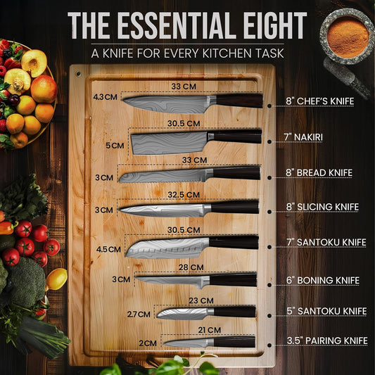 Japanese Kitchen Knife Set with Bag, 20-Piece Professional Chef Knife Set, High Carbon Stainless Steel Knives, Travel Case and Cutting Board, Complete Cooking Set