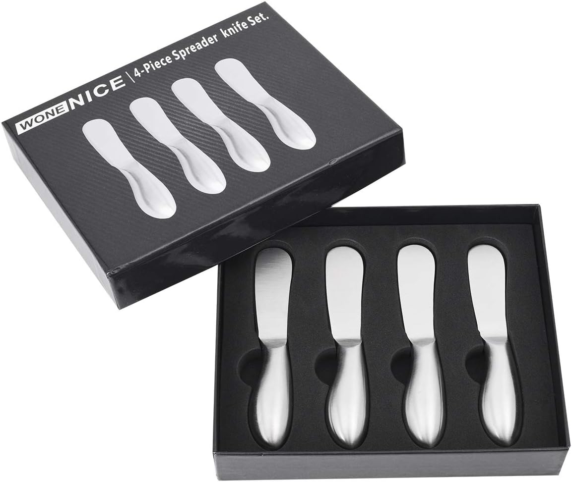4-Piece Spreader Cheese Butter Knife Set with Premium Gift Box