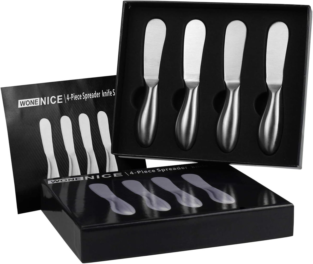 4-Piece Spreader Cheese Butter Knife Set with Premium Gift Box