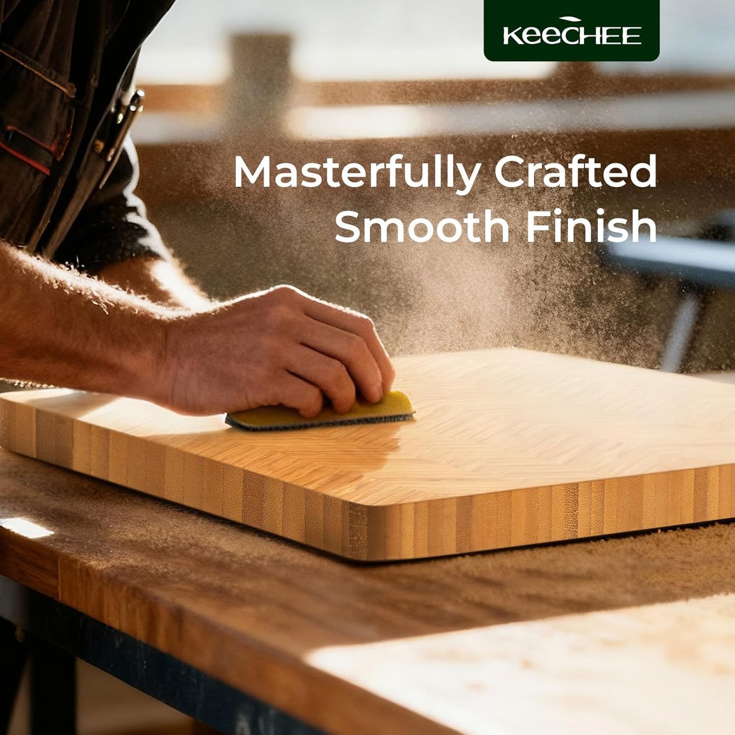 Bamboo Cutting Board, Reversible Wood Cutting Boards for Kitchen with Juice Grooves, Atelier Collection Handcrafted Large Serving Tray, Luxury Housewarming Wedding Gifts for New Home