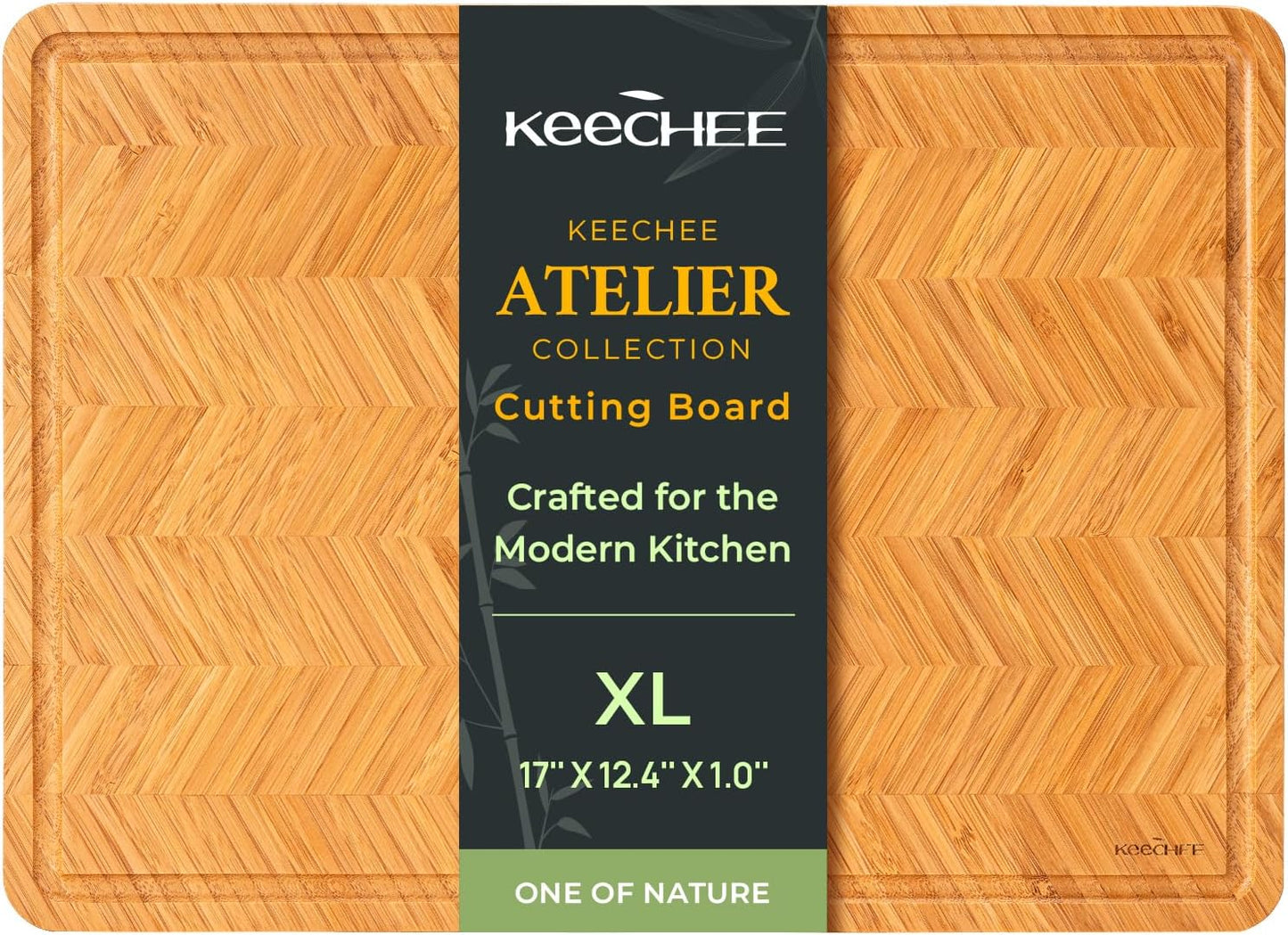 Bamboo Cutting Board, Reversible Wood Cutting Boards for Kitchen with Juice Grooves, Atelier Collection Handcrafted Large Serving Tray, Luxury Housewarming Wedding Gifts for New Home