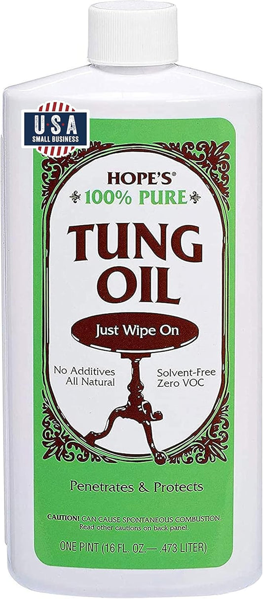 100% Pure Tung Oil, Food Safe, Premium Waterproof Natural Wood Finish and Sealer for Indoor and Outdoor Projects,16 Fl Oz, 1 Pack
