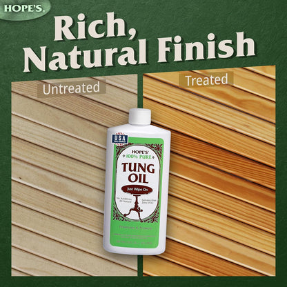 100% Pure Tung Oil, Food Safe, Premium Waterproof Natural Wood Finish and Sealer for Indoor and Outdoor Projects,16 Fl Oz, 1 Pack
