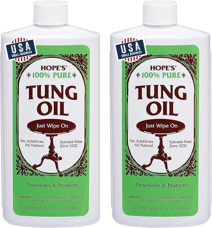 100% Pure Tung Oil, Food Safe, Premium Waterproof Natural Wood Finish and Sealer for Indoor and Outdoor Projects,16 Fl Oz, 1 Pack