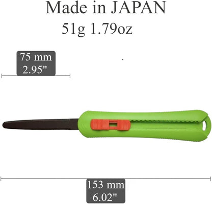 Box Cutter Retractable Blade, Safety Corrugated Cardboard Cutter Knife [Non-Stick Fluorine Coating Blade], Made in JAPAN, Green (DC-30F-1)