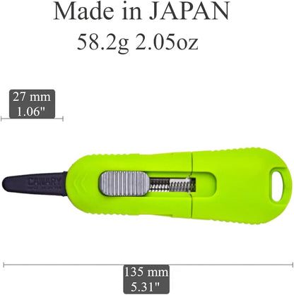 Box Cutter Retractable Blade, Safety Corrugated Cardboard Cutter Knife [Non-Stick Fluorine Coating Blade], Made in JAPAN, Green (DC-30F-1)