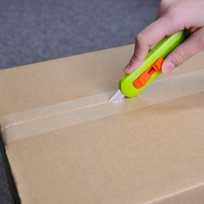 Box Cutter Retractable Blade, Safety Corrugated Cardboard Cutter Knife [Non-Stick Fluorine Coating Blade], Made in JAPAN, Green (DC-30F-1)