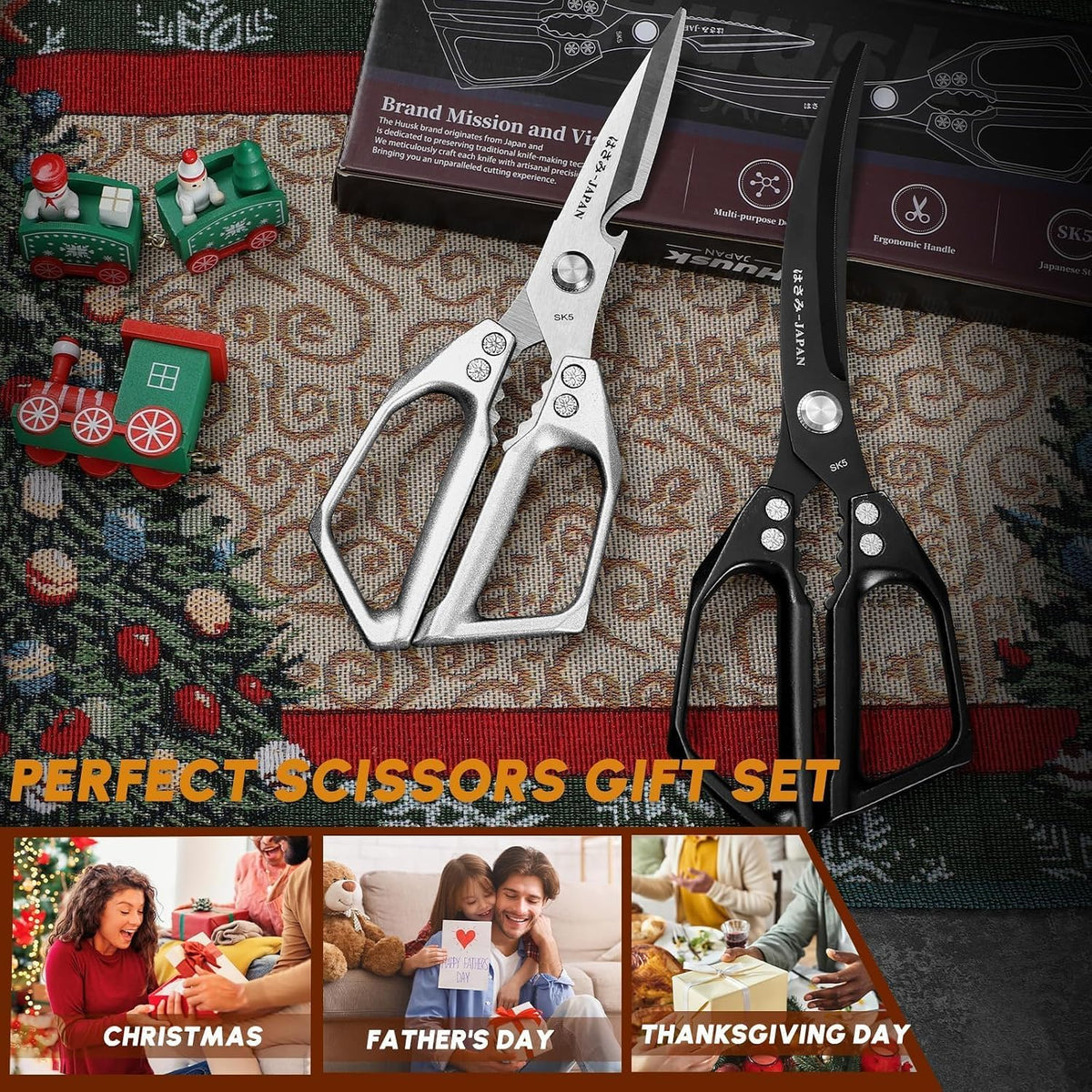 Huusk Kitchen Scissors for Food - Multifunction Kitchen Shears Heavy Duty