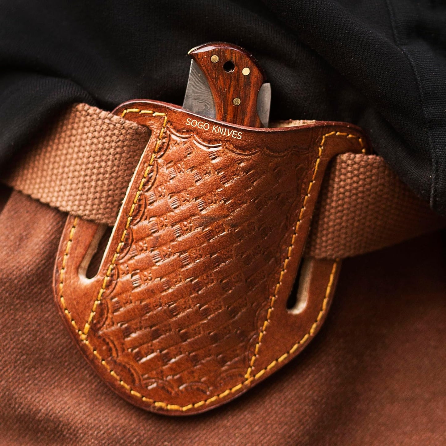 Handmade Pocket Knives Leather Sheath, Slanted Pancake/Tooled/Belt/Trapper Knife Sheath,TAN 100% real leather (BROWN)