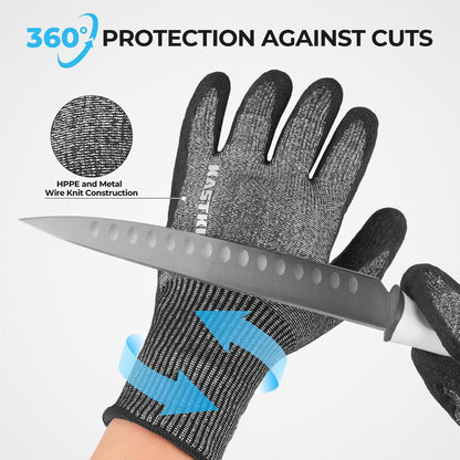 Kut Safe Cut Resistant Fishing Gloves for Men & Women | ANSI Level 6 Cut Protection, Ideal for Filleting, Outdoor, HPPE & Metal knit, Non-Slip Rubber palm, Easy-Clean Texture