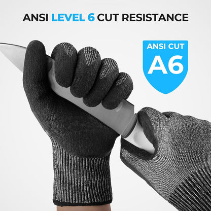 Kut Safe Cut Resistant Fishing Gloves for Men & Women | ANSI Level 6 Cut Protection, Ideal for Filleting, Outdoor, HPPE & Metal knit, Non-Slip Rubber palm, Easy-Clean Texture