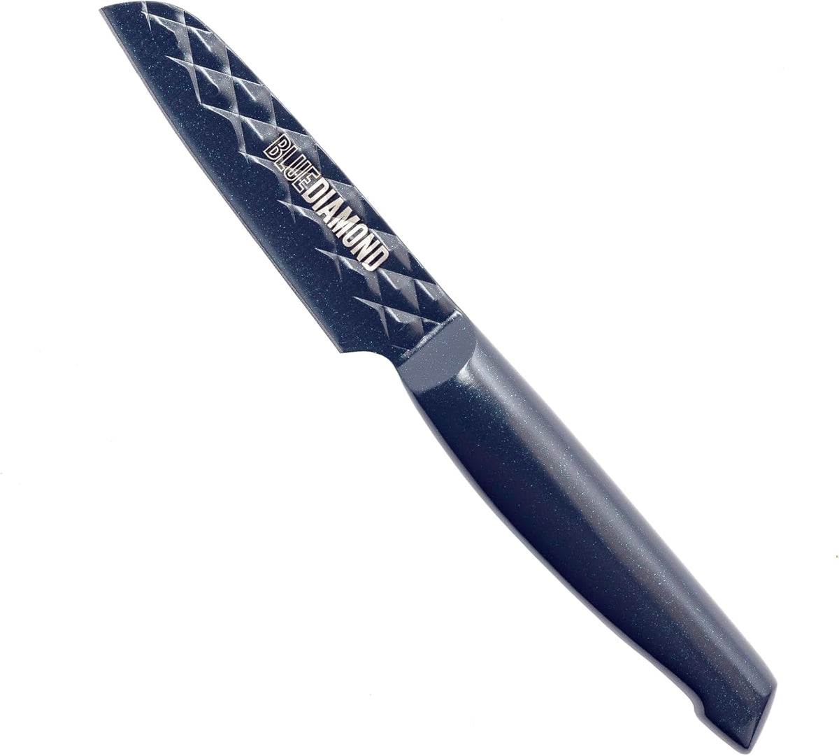 Blue Diamond Sharp Stone Nonstick Stainless Steel Cutlery, 3 Piece Set including Chef Serrated and Pairing Knives with Covers, Diamond Texture Blade, Dishwasher Safe, Blue