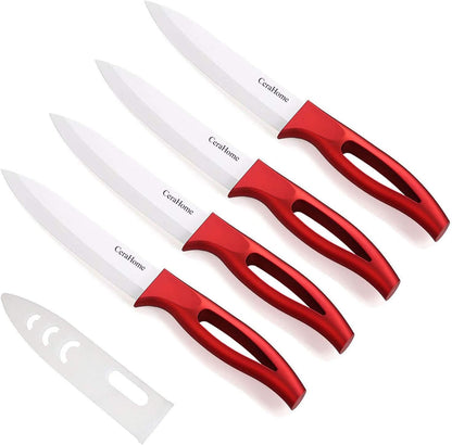 Ceramic knife, Ceramic kitchen Knife Set with Sheath Super Sharp Kitchen Knives 5inch Fruit Knife(Red)