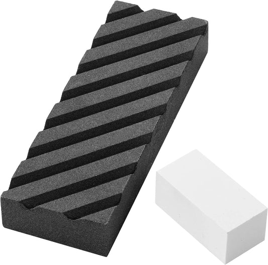 Dual Grit Coarse/Fine Flattening Stone Set - Two Sharpening Stones Flattener - Whetstone Fixer with Grooves for Re-Levelling Any Whet stones， Oil Stones， Waterstones