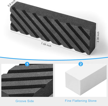 Dual Grit Coarse/Fine Flattening Stone Set - Two Sharpening Stones Flattener - Whetstone Fixer with Grooves for Re-Levelling Any Whet stones， Oil Stones， Waterstones