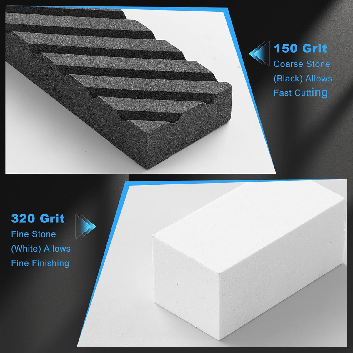 Dual Grit Coarse/Fine Flattening Stone Set - Two Sharpening Stones Flattener - Whetstone Fixer with Grooves for Re-Levelling Any Whet stones， Oil Stones， Waterstones