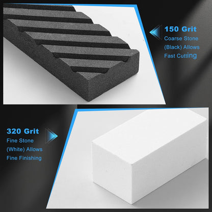 Dual Grit Coarse/Fine Flattening Stone Set - Two Sharpening Stones Flattener - Whetstone Fixer with Grooves for Re-Levelling Any Whet stones， Oil Stones， Waterstones