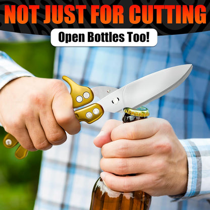 Kitchen Shears Heavy Duty, Safety Lock, Stainless Steel (Red)
