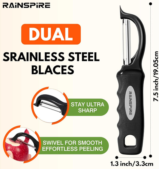Vegetable Peeler Potato Peelers for Kitchen, Sharp Stainless Steel Blades Veggie, Comfortable Handle Fruit Peeler, Carrot Peeler Apple Peeler Dishwasher Safe Black, 1-Pack