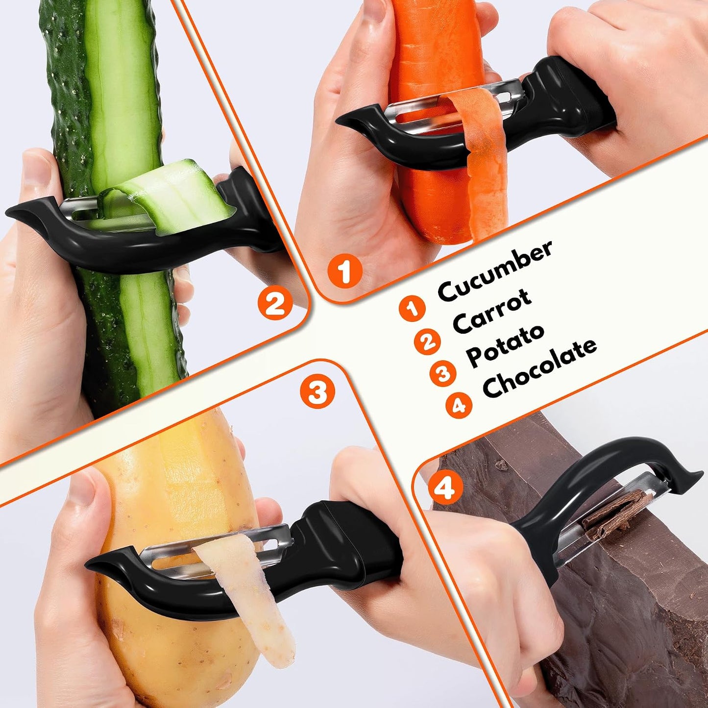 Vegetable Peeler Potato Peelers for Kitchen, Sharp Stainless Steel Blades Veggie, Comfortable Handle Fruit Peeler, Carrot Peeler Apple Peeler Dishwasher Safe Black, 1-Pack