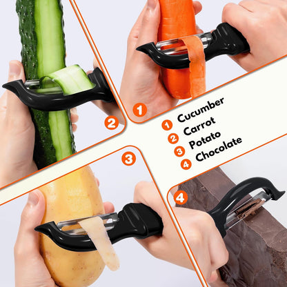 Vegetable Peeler Potato Peelers for Kitchen, Sharp Stainless Steel Blades Veggie, Comfortable Handle Fruit Peeler, Carrot Peeler Apple Peeler Dishwasher Safe Black, 1-Pack