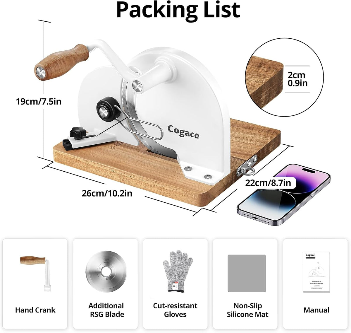 Foldable Manual Bread Slicer, 2 German RSG Blades for Homemade Sourdough